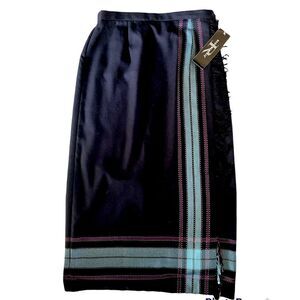 NWT Requirements  Long Navy Blue Cowgirl Fringe Wrap  Midi skirt 10